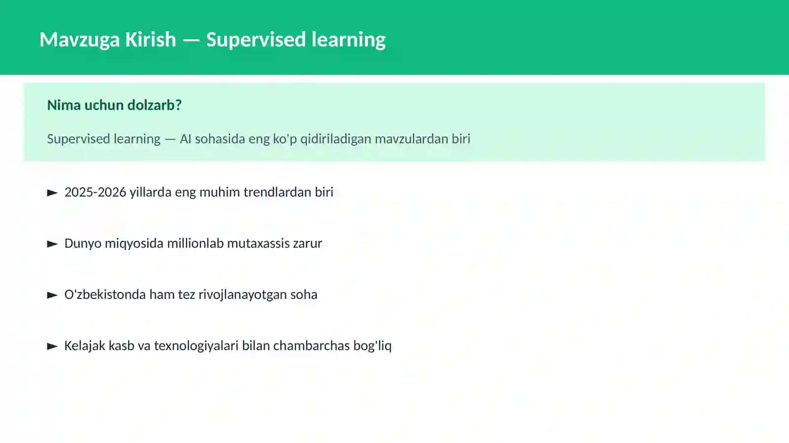 AI | MACHINE LEARNING ASOSLARI 2