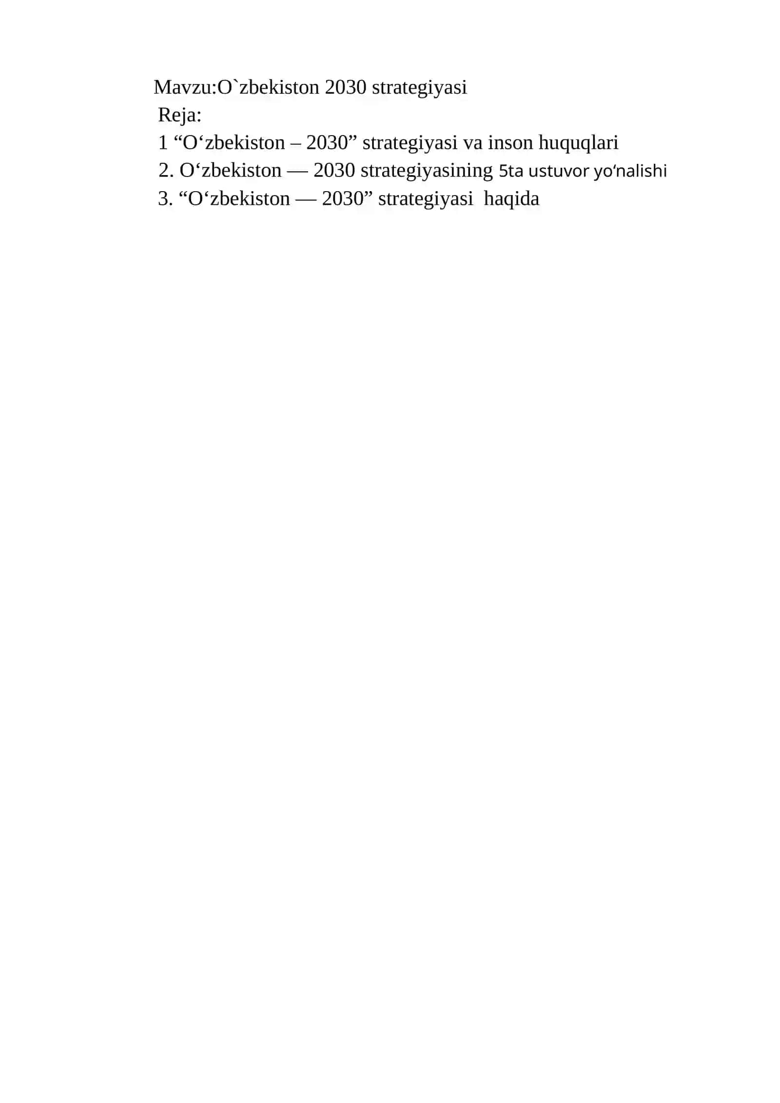 O`zbekiston 2030 strategiyasi 2
