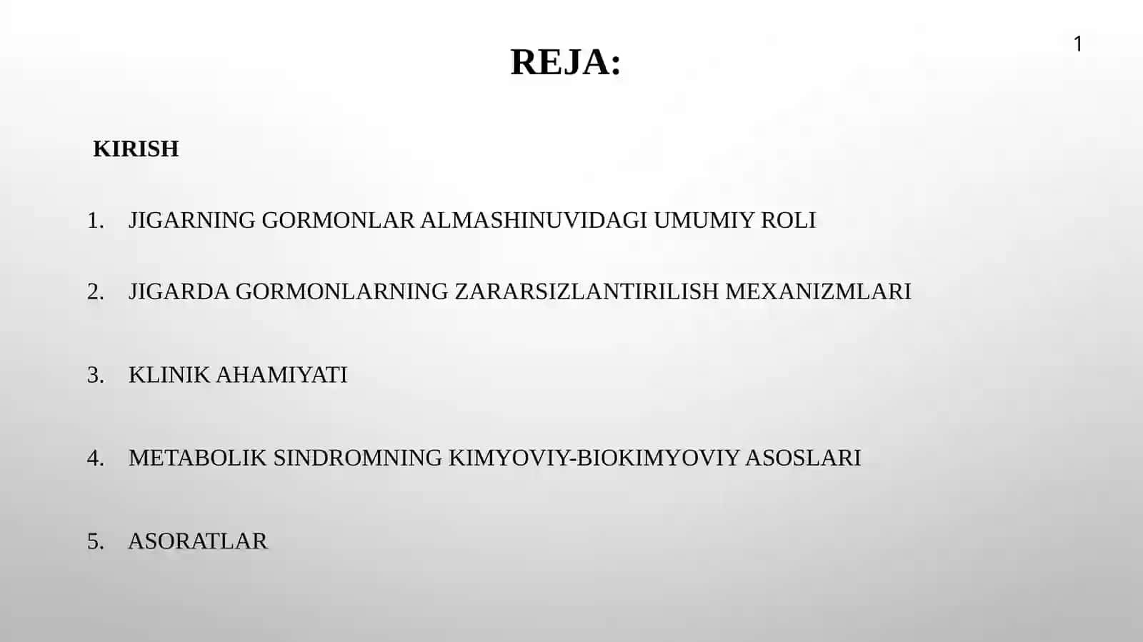 jigarda garmonlarning zararsizlantrilishi, klinik axamiyati. Metabolik sindrom kelib chqishining kimyoviy asoslari va asoratlari 2