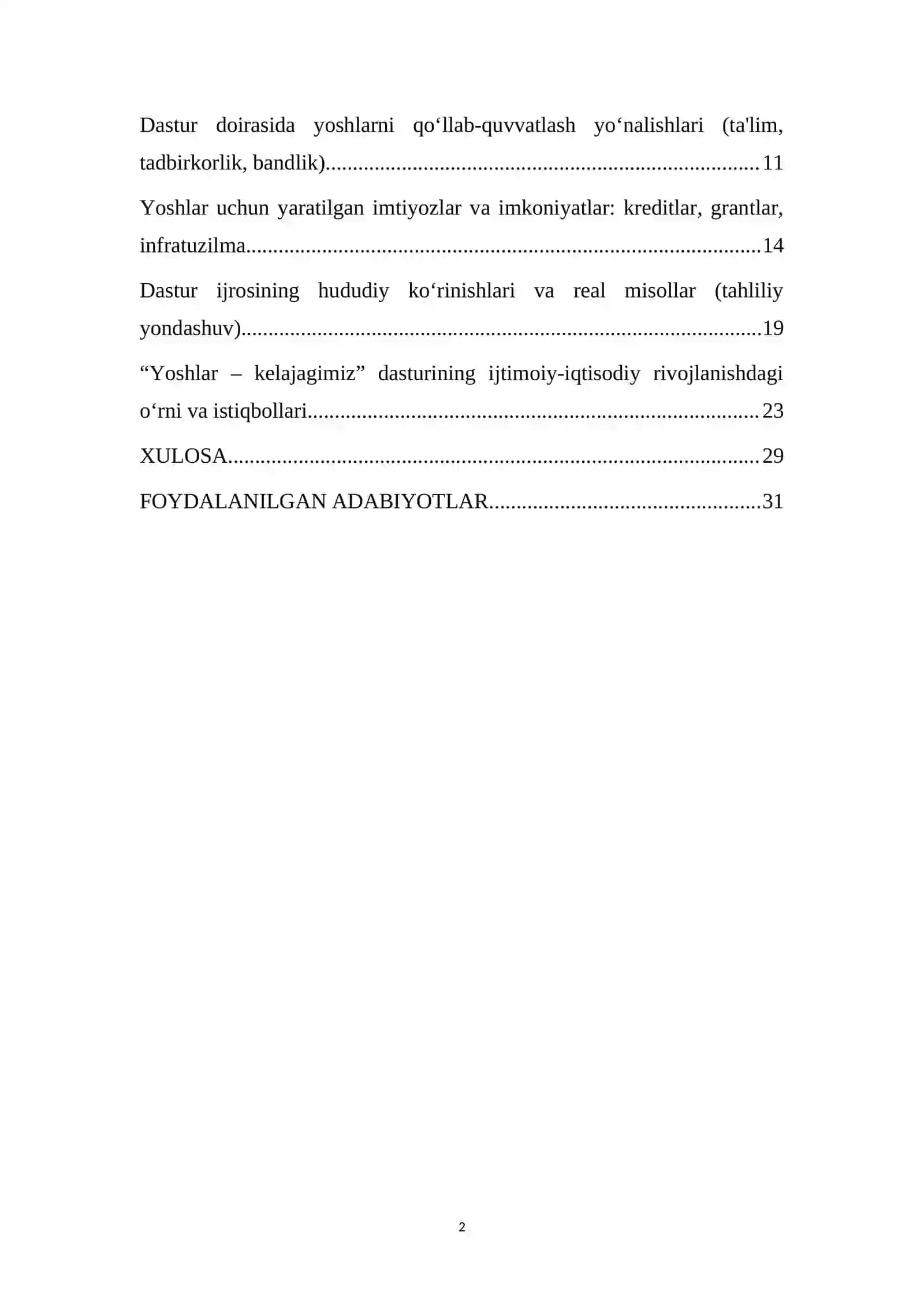 "Yoshlar - kelajagimiz" Davlat dasturining ahamiyati 2