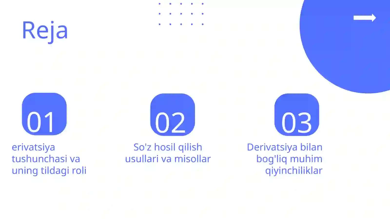 O'zbek tili derivatsiyasi 2