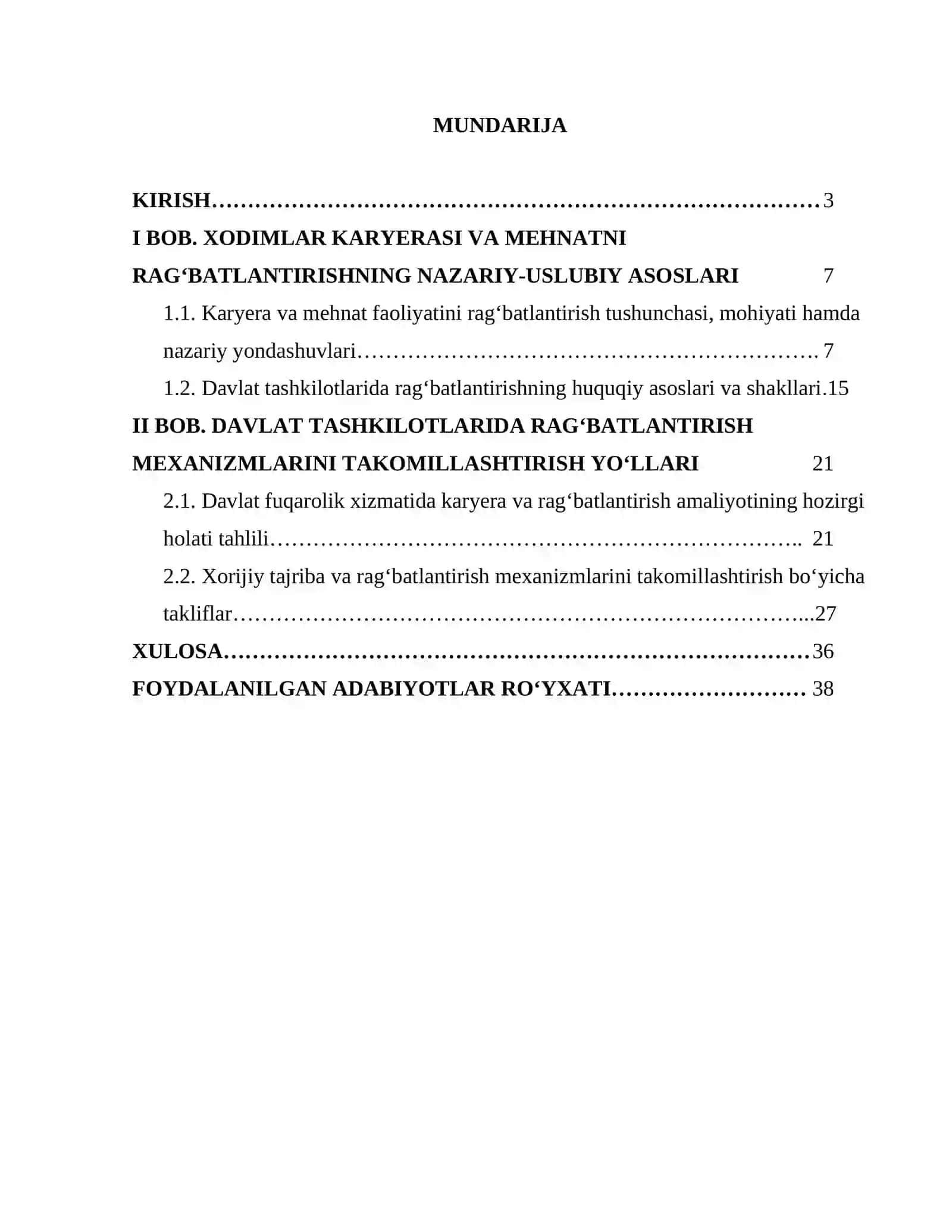 DAVLAT TASHKILOTLARIDA XODIMLAR KARYERASI VA MEHNAT FAOLIYATINI RAGʻBATLANTIRISH MEXANIZMLARINI TAKOMILLASHTIRISH 2
