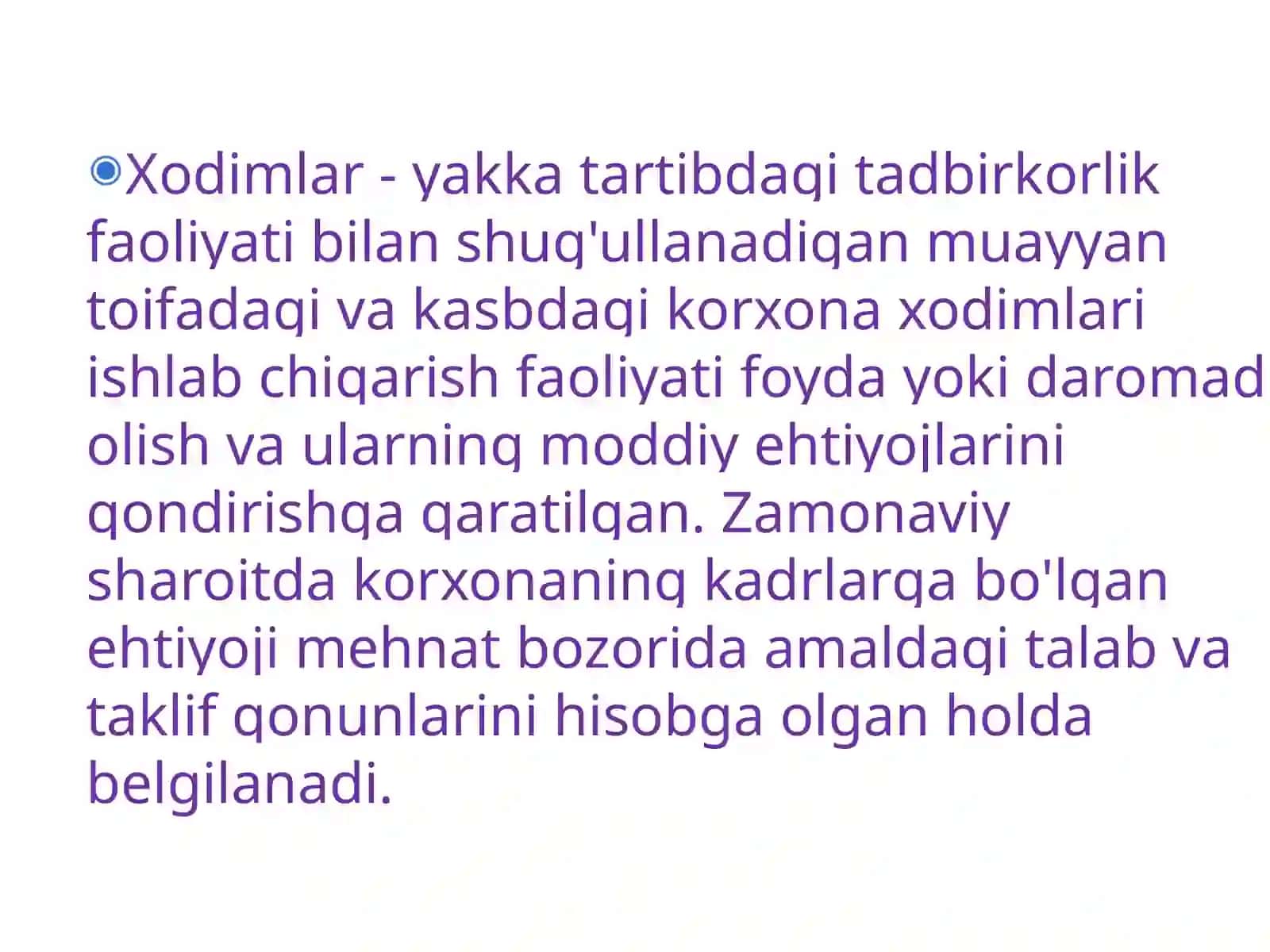 Xodimlarga bo’lgan talabni rejalashtirish 2
