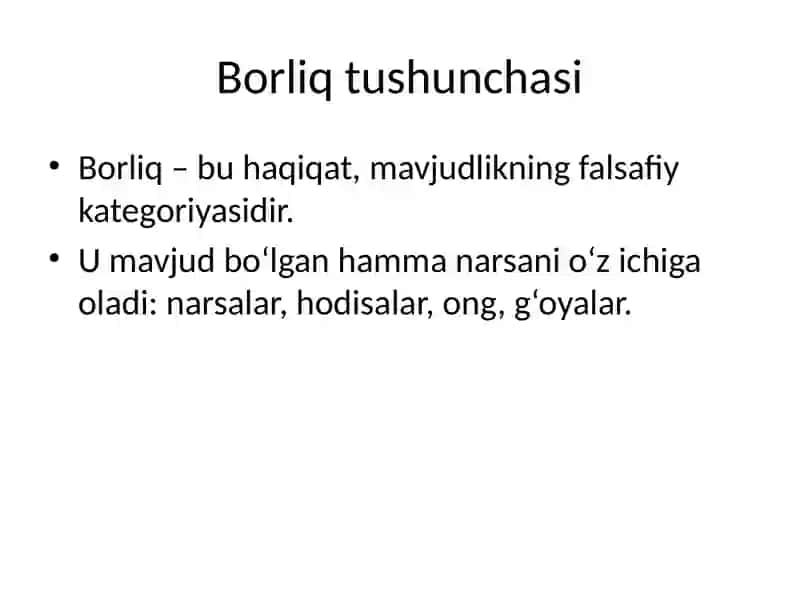 Falsafada borliq masalasi 2