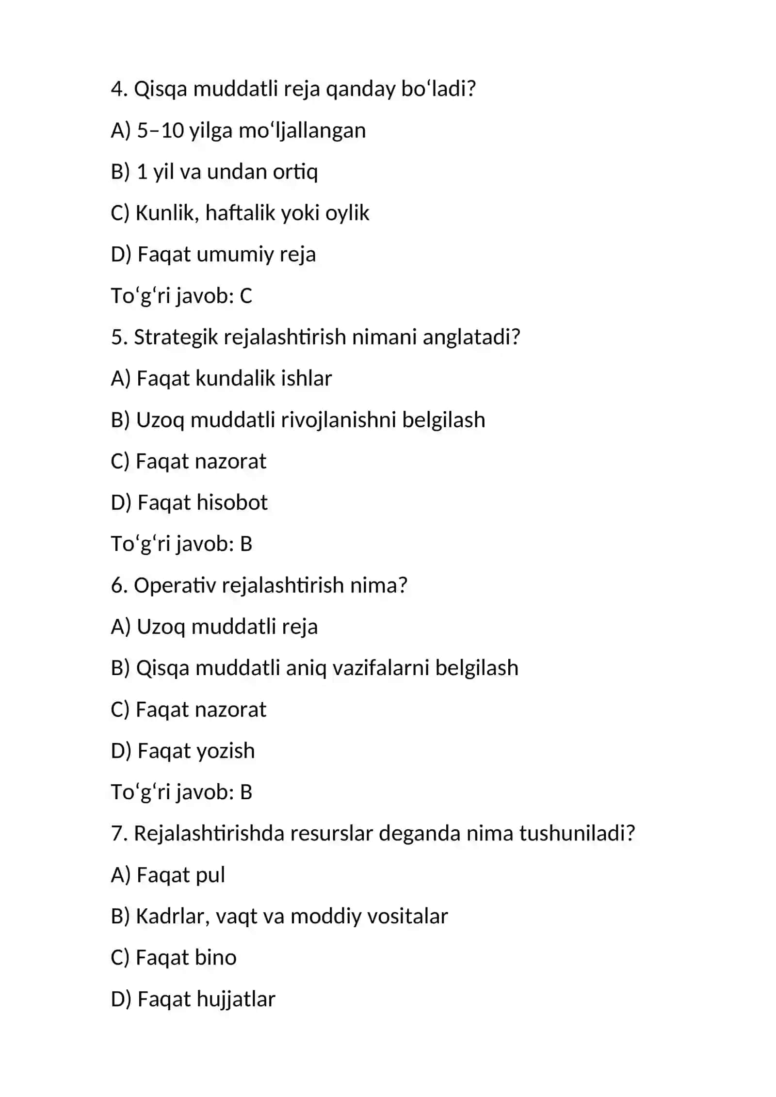 RUSHANA TORAQULOVA MAVZU RAHBAR TOMONIDAN REJALASHTIRILGAN BOSHQARUV HARAKATI TEST 2