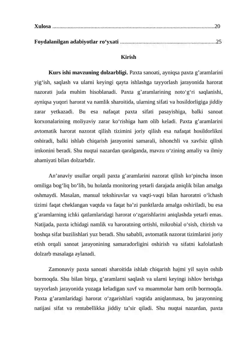 Paxta g’aramlarini haroratini avtomatik nazorat qilish dasturi 2