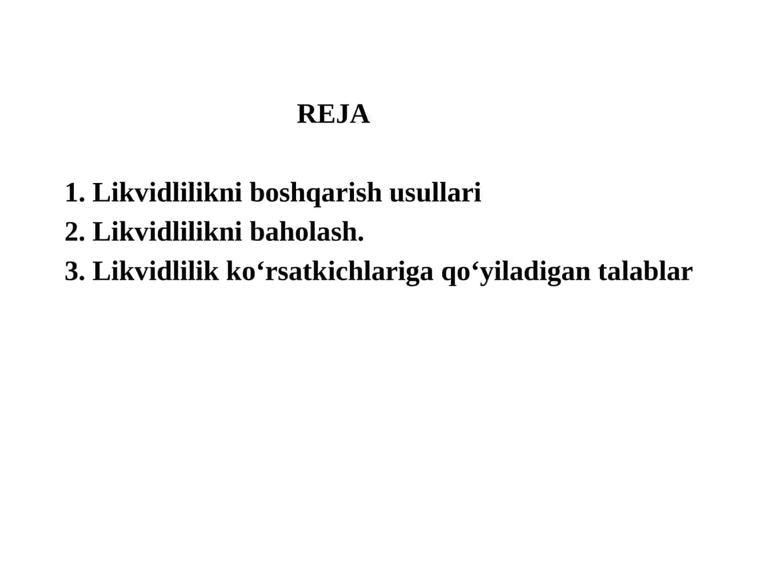 Likvidlikni boshqarish usullari 2