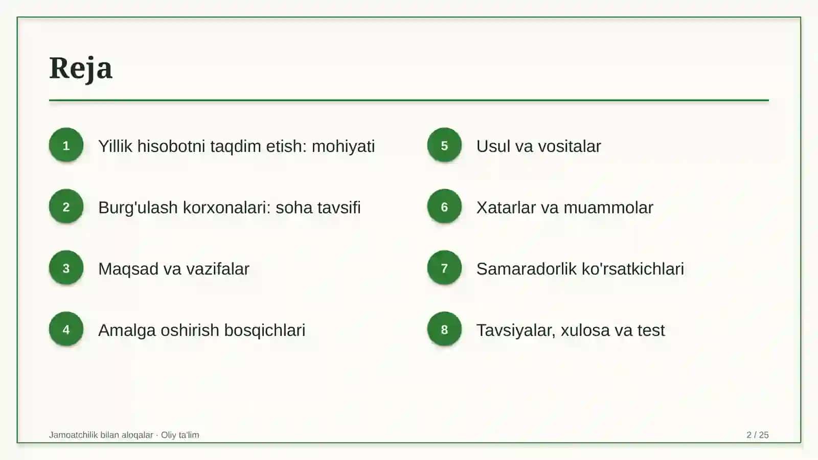 Burg'ulash korxonalarida yillik hisobotni jamoatchilikka taqdim etish 2