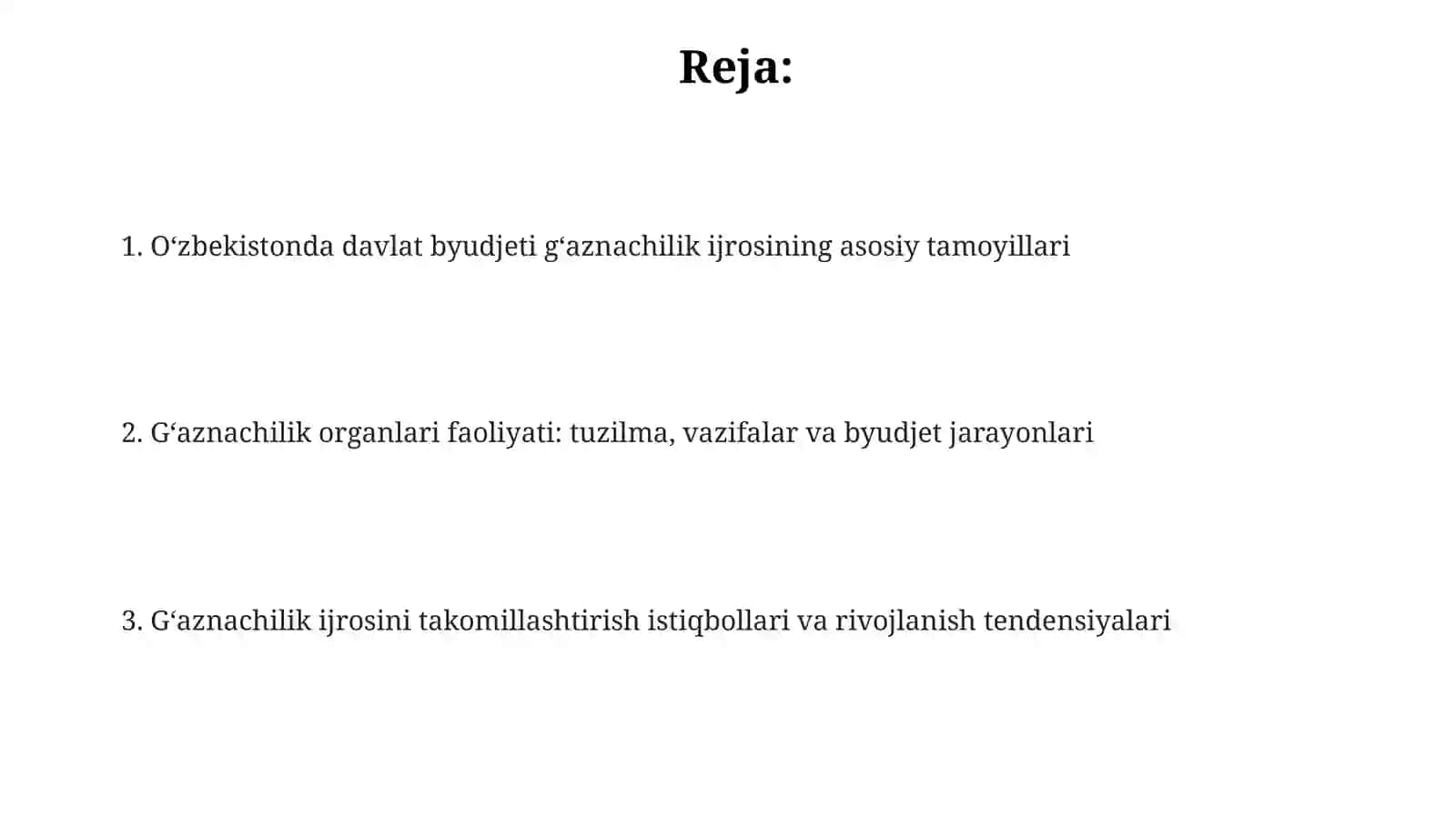 O‘zbekiston Respublikasida davlat Budjeti g’azna ijrosini joriy etilishi 2