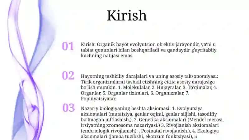Organik Olam Evolyutsion Obyektiv Jarayoni Sifatida 2