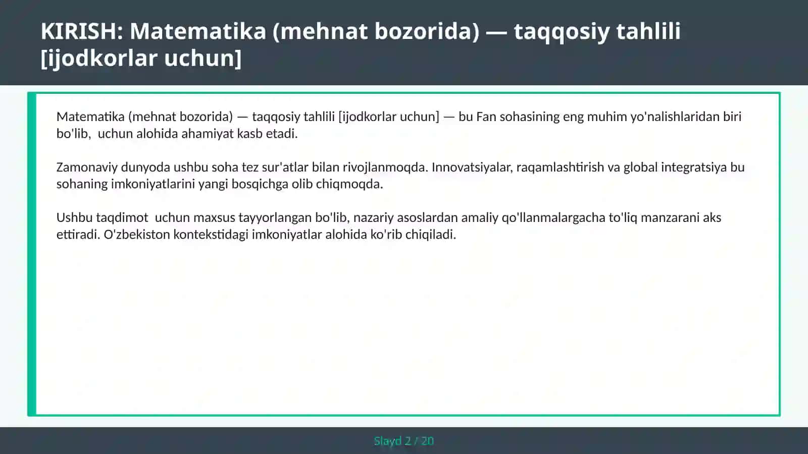 Matematika (mehnat bozorida) — taqqosiy tahlili [ijodkorlar uchun] 2