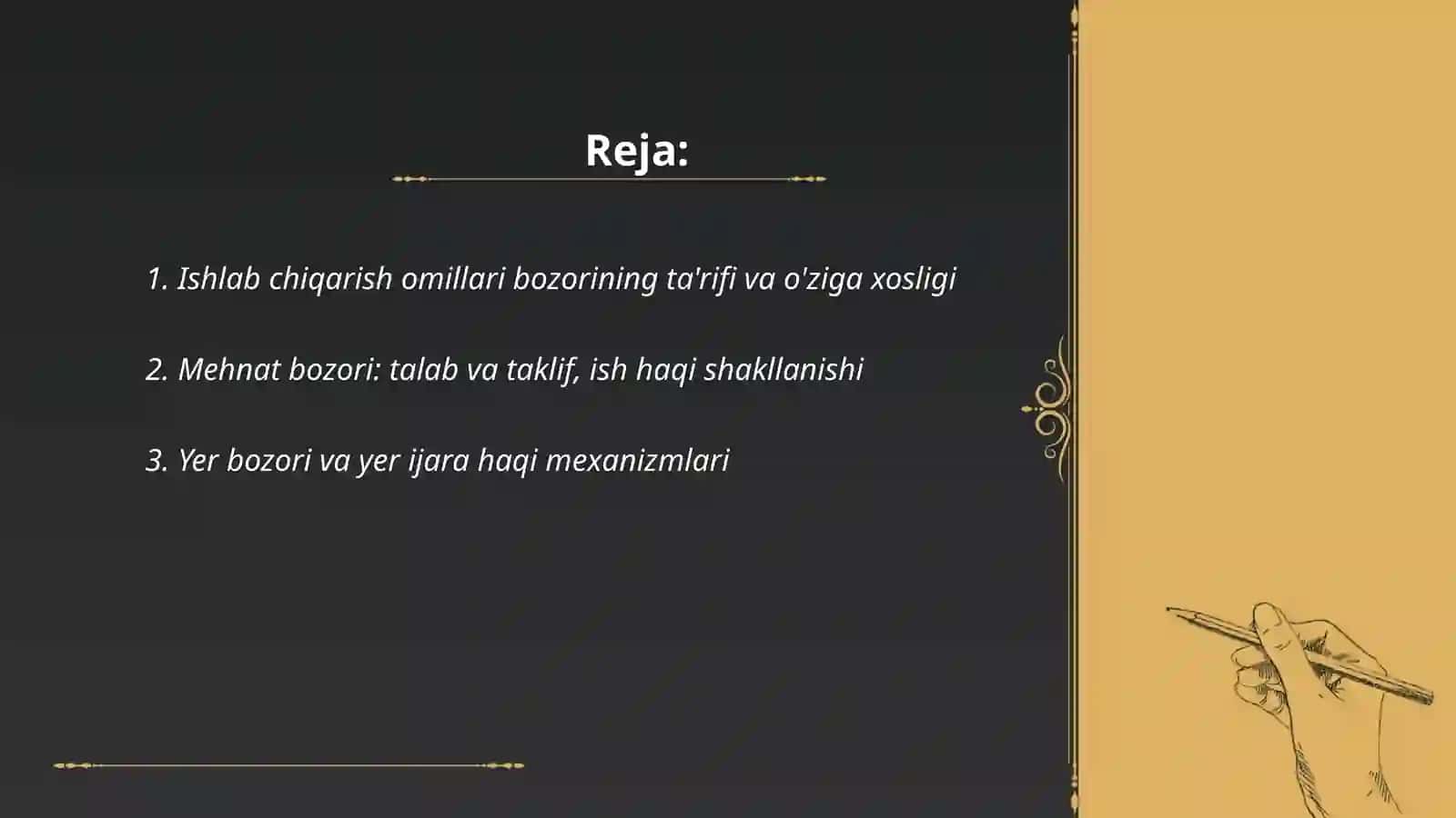 Ishlab chiqarish omillari bozori va uning xususiyatlari 2