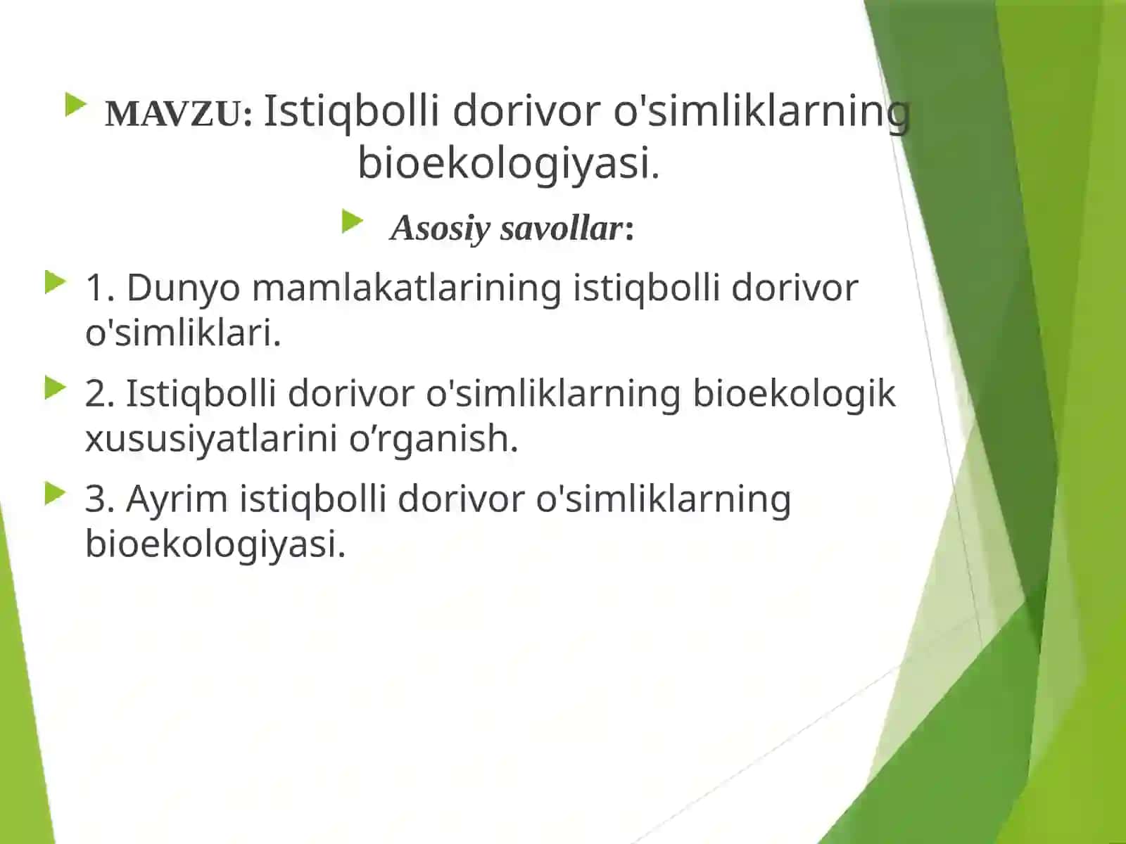 Dorivor o’simliklar biologiyasi va ekologiyasi 2