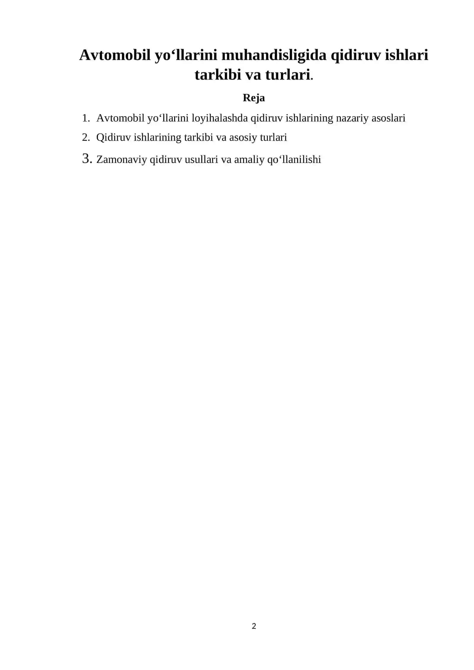 Avtomobil yo‘llarini muhandisligida qidiruv ishlari tarkibi va turlari. 2