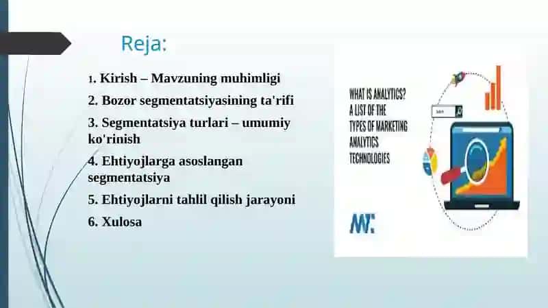 Bozor segmentatsiyasi vositasida ehtiyojlari tahlili 2