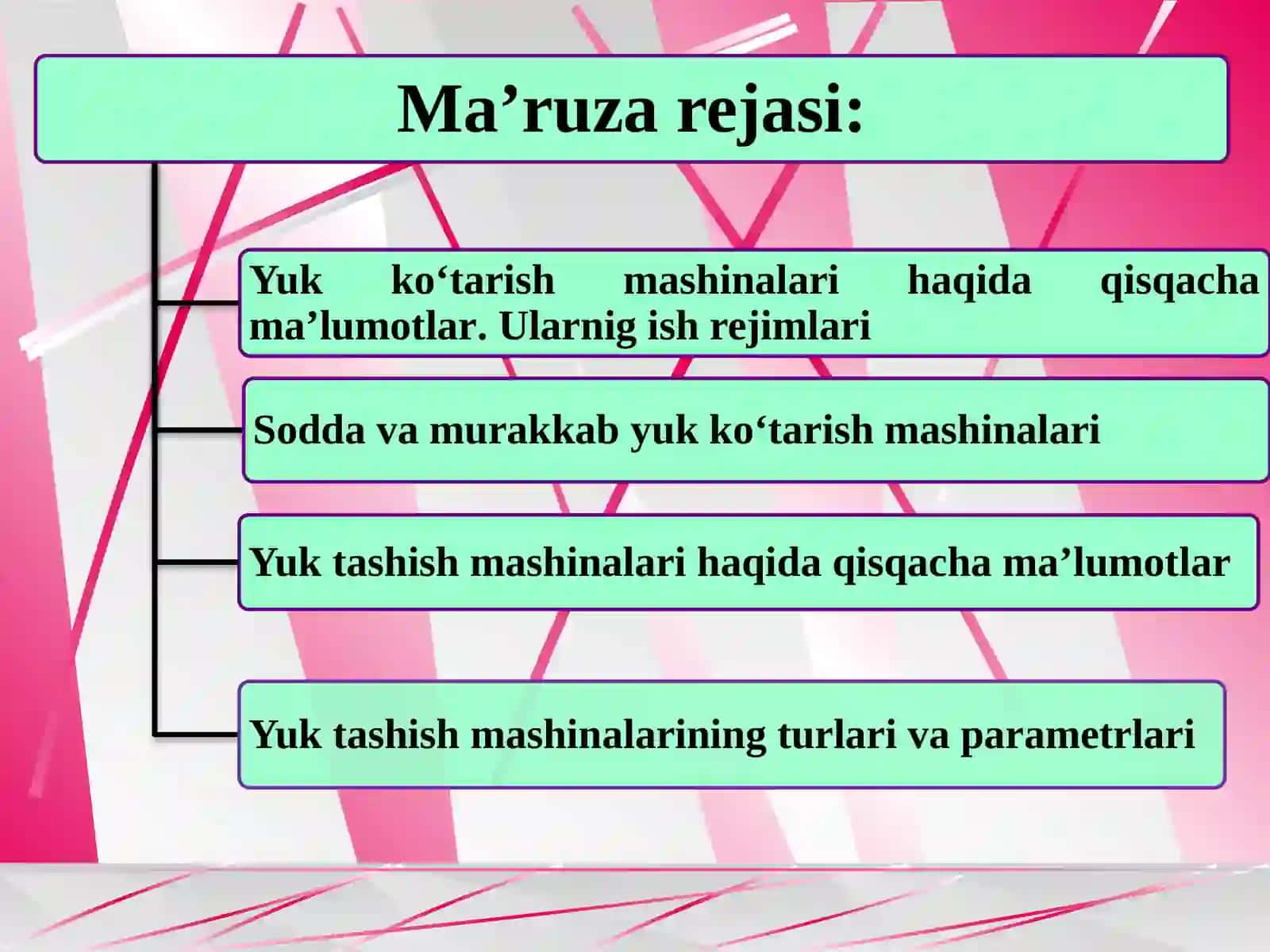 Yuk ko’tarish mashinalari. Umumiy ma’lu­mot­lar. Yuk ko’tarish mashinalari­ning asosiy turlari va asosiy parametrlari. Yuk tashish mashinalari. Umumiy ma’lu­motlar. Yuk tashish mashina­lari­ning aso­siy turlari va parametrlari 2
