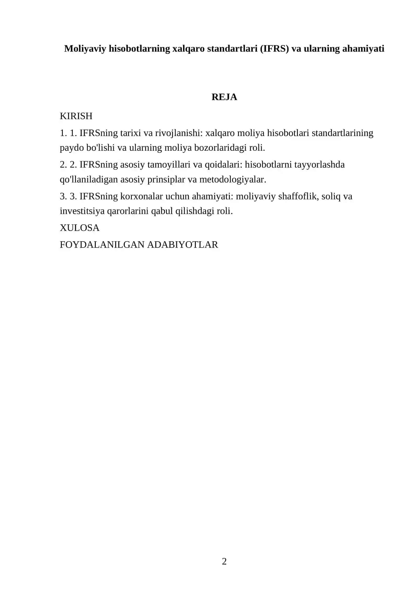 Moliyaviy hisobotlarning xalqaro standartlari (IFRS) va ularning ahamiyati 2