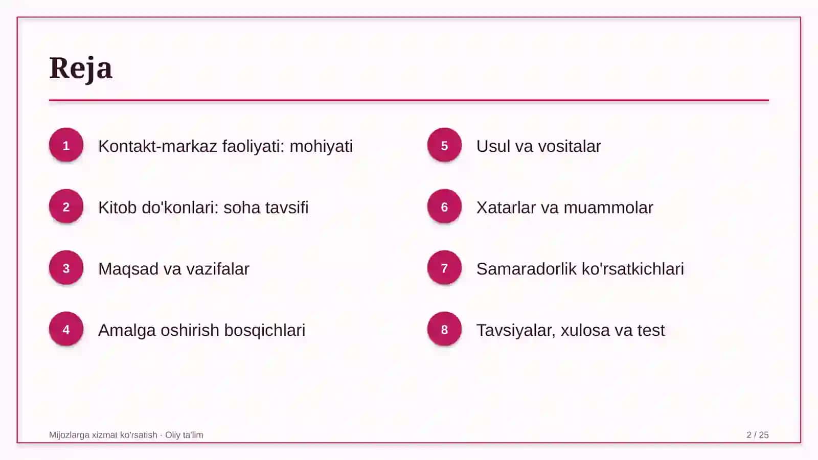 Kitob do'konlarida kontakt-markaz faoliyatini tashkil etish 2