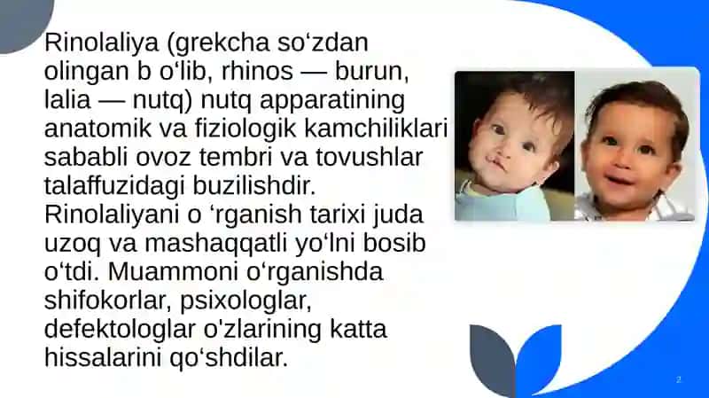 Rinolaliyani bartaraf etish bo’yicha xorij davlatlarida ishlab chiqilgan metodikalarning o’ziga xos xususiyatlari 2