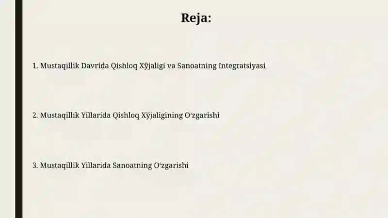 Mustaqillik Davrida Qishloq Xўjaligi va Sanoatning Integratsiyasi 2