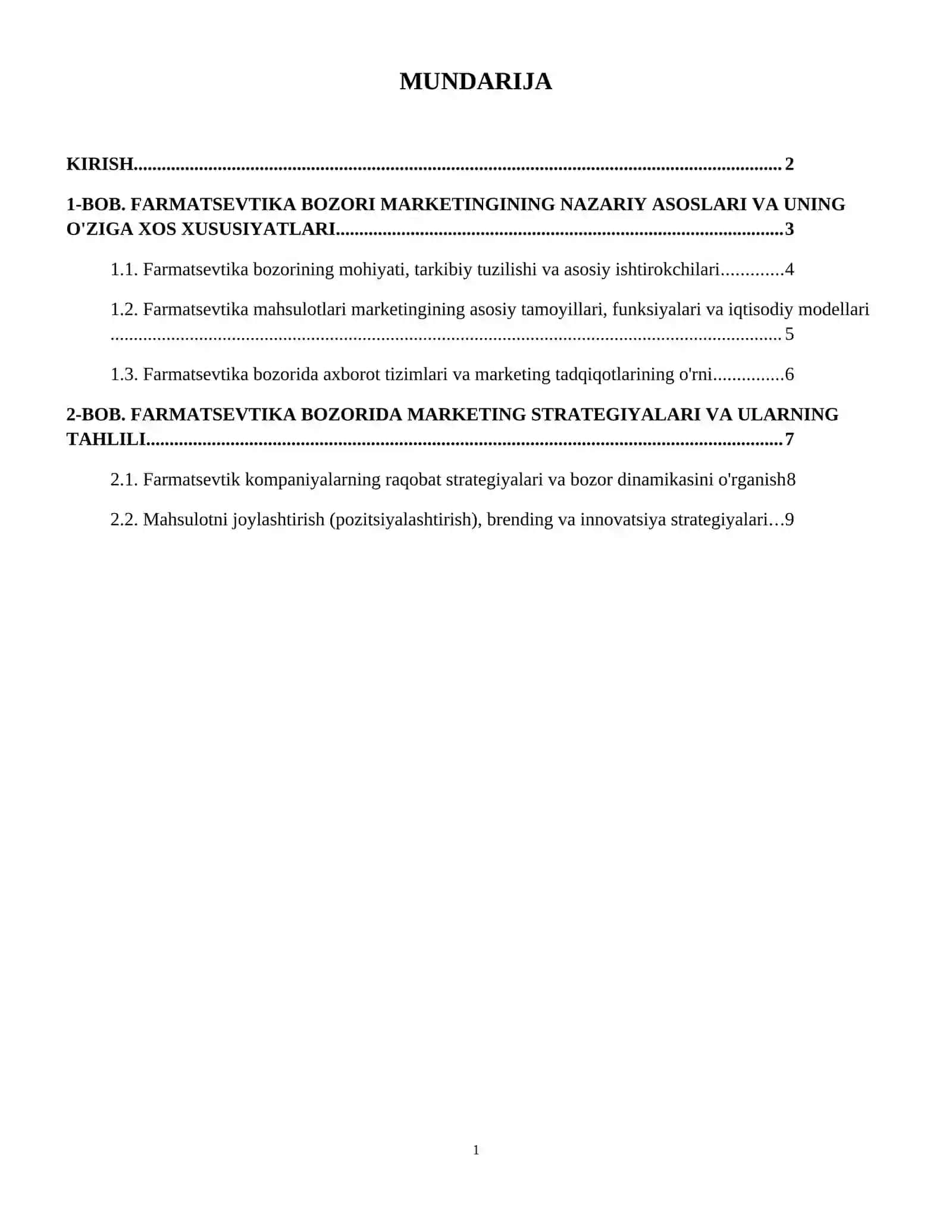 Farmatsevtika bozori tizimida marketingning nazariy asoslari 2