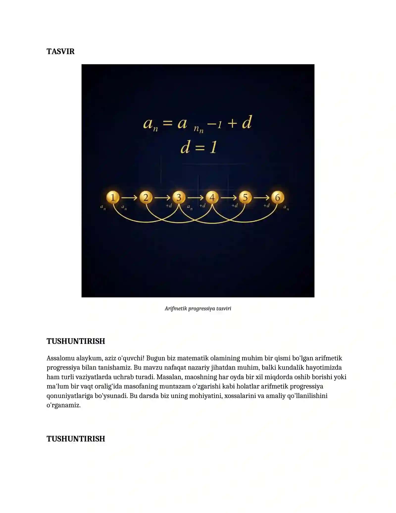Lesson on Arifmetik progressiya 2