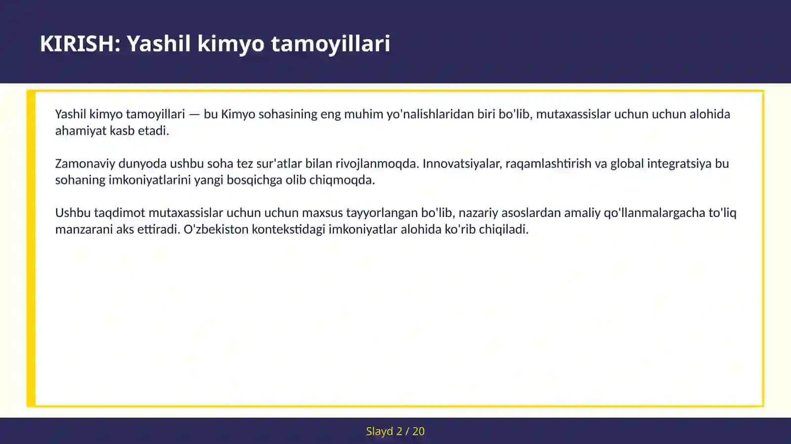 Yashil kimyo tamoyillari 2