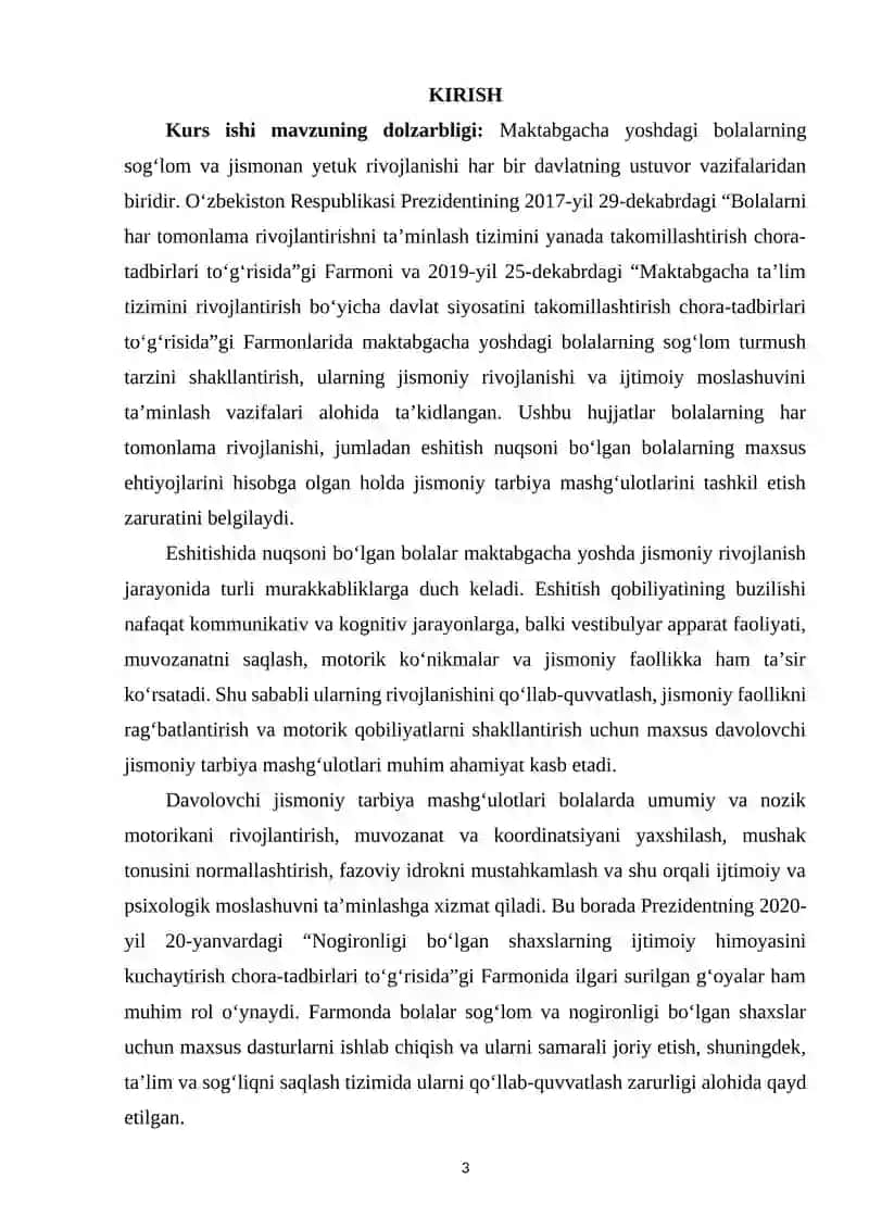Maktabgacha yoshdagi eshitishida nuqsoni bolgan bolalar bilan olib boriladigan davolovchi jismoniy tarbiya mashg‘ulotlari 2