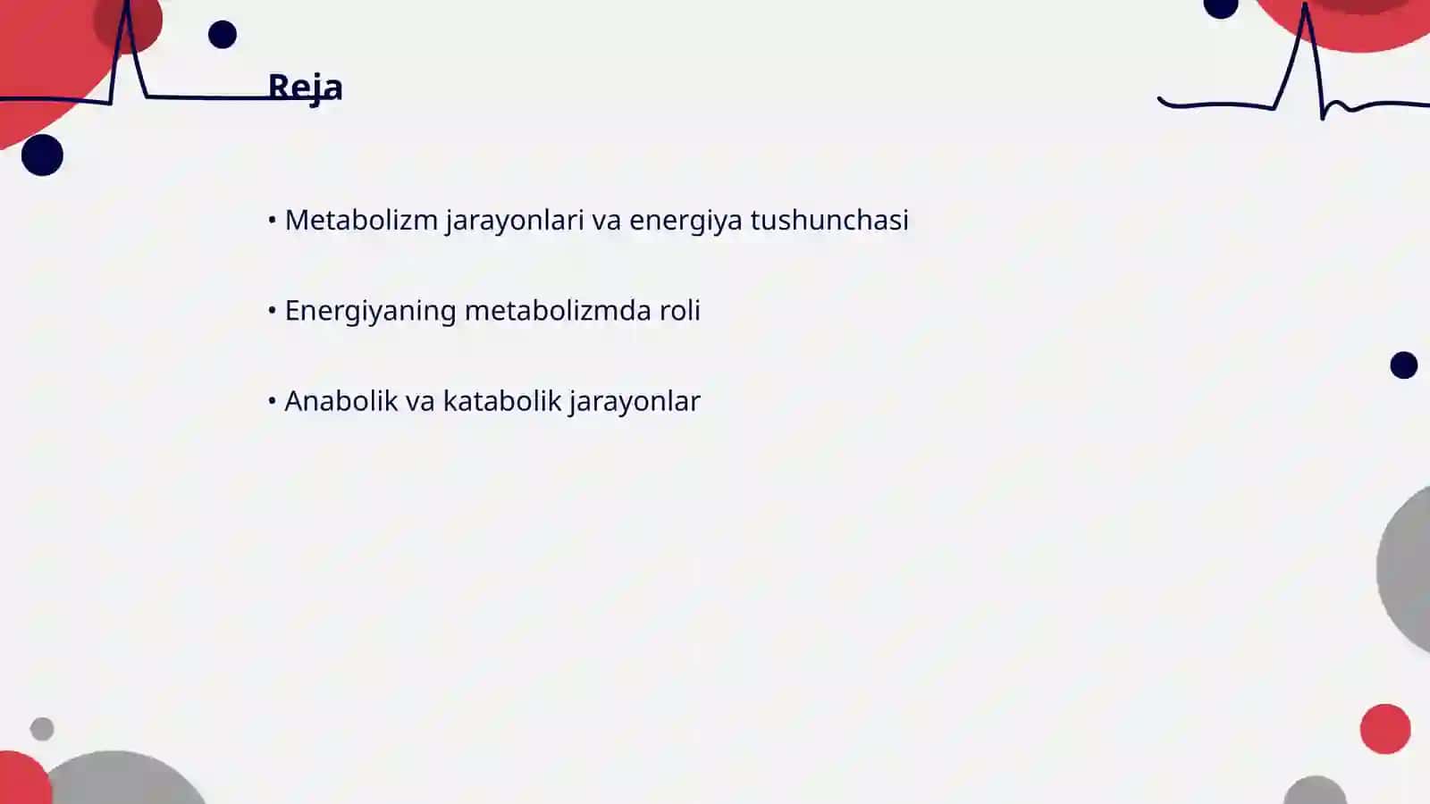 Metabolizm jarayonlarida energiya sarflanishi va hosil bo'lishi 2