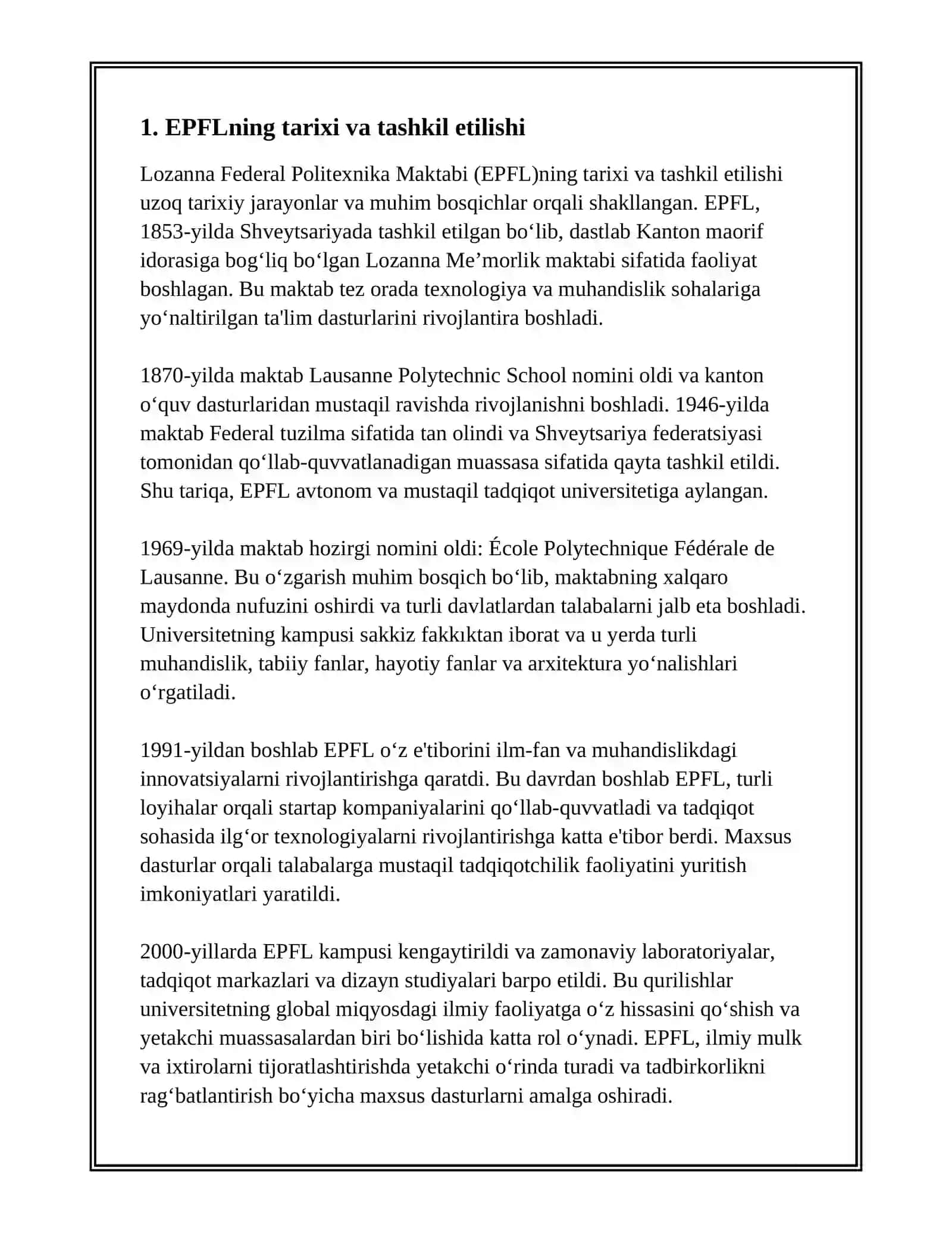 LOZANNA FEDERAL POLITEXNIKA MAKTABI (EPFL, SHVEYTSARIYA) 2