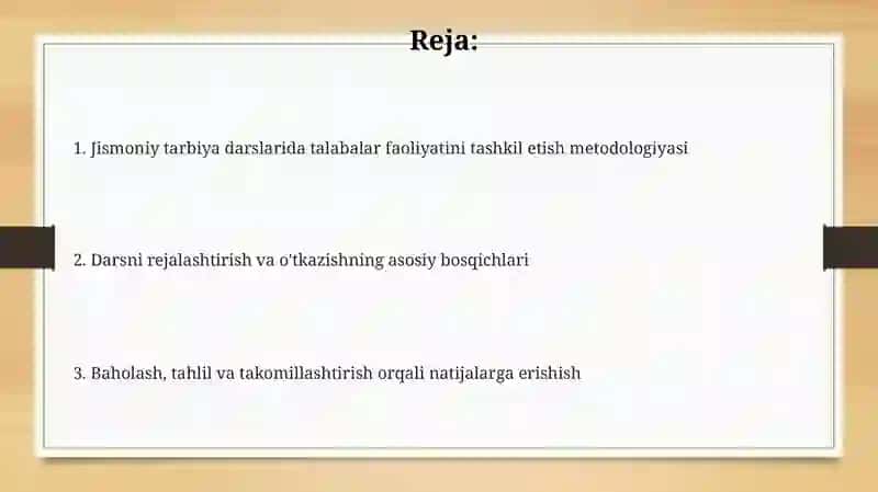 Jismoniy tarbiya darsida oʻquvchilar faoliyatini tashkil etish uslubiyati 2