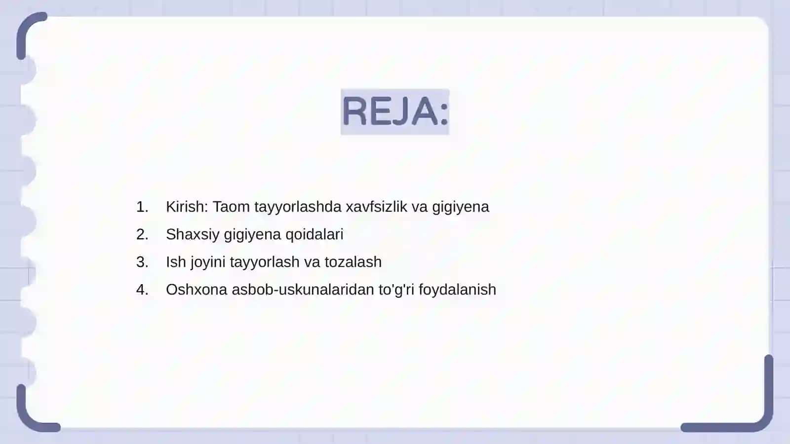 Taom tayyorlashning xavfsizlik texnikasi va sanitariya-gigiyеna qoidalari 2