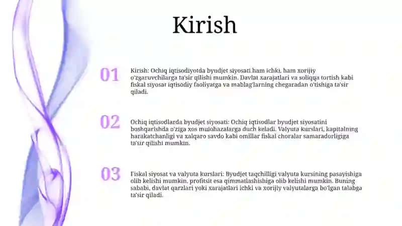 Ochiq Iqtisodiyotda Budjet Soliq Siyosati 2