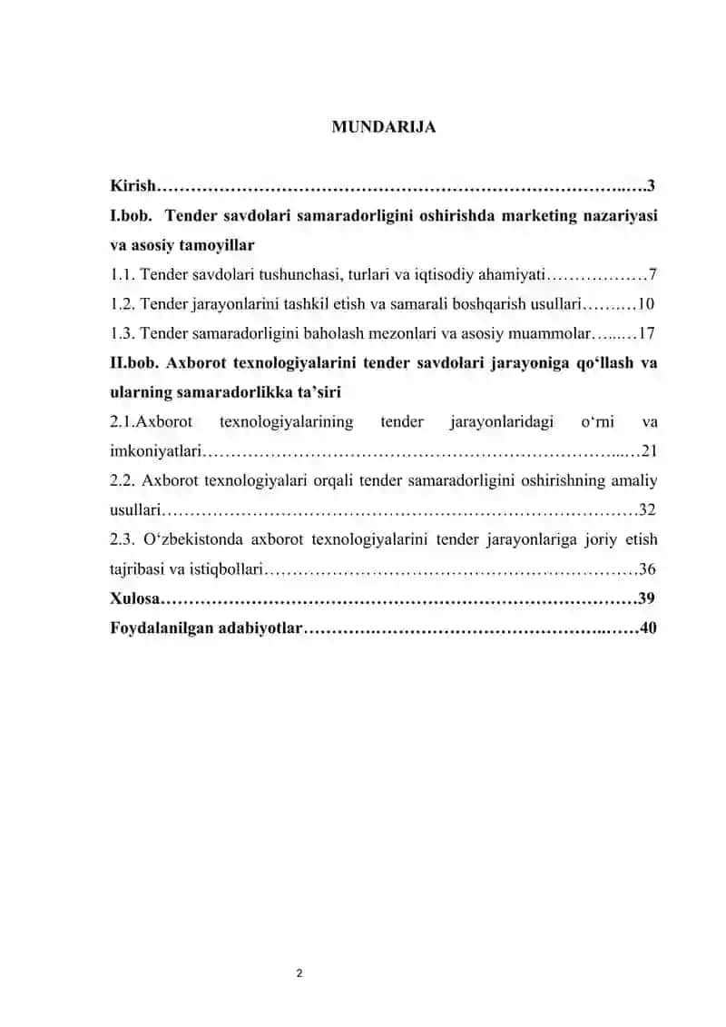 Tender savdolari samaradorligini oshirishda axborot texnologiyalarini joriy etish 2