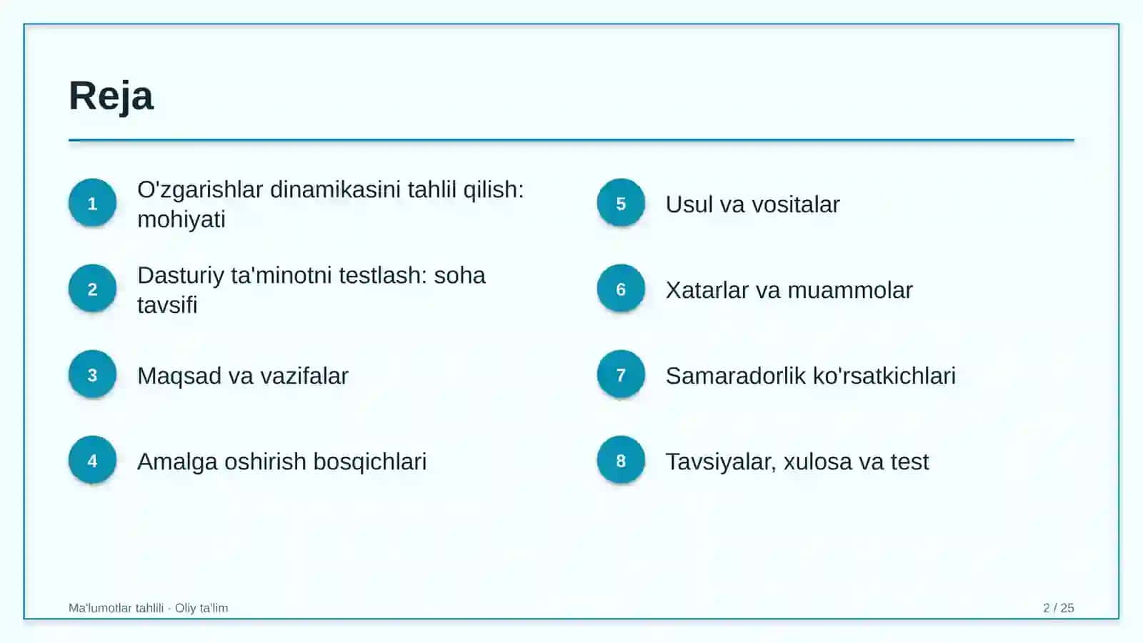 Ma'lumotlar tahlili · Oliy ta'lim 2