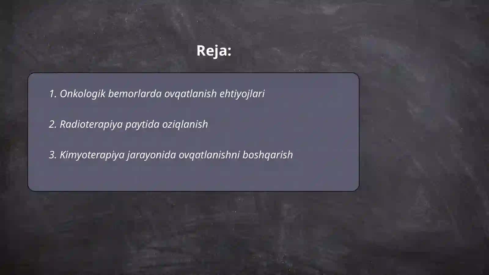 Onkologik bemorlarni parvarish qilish. Xirurgik bemorlarni ovqatlantirish 2