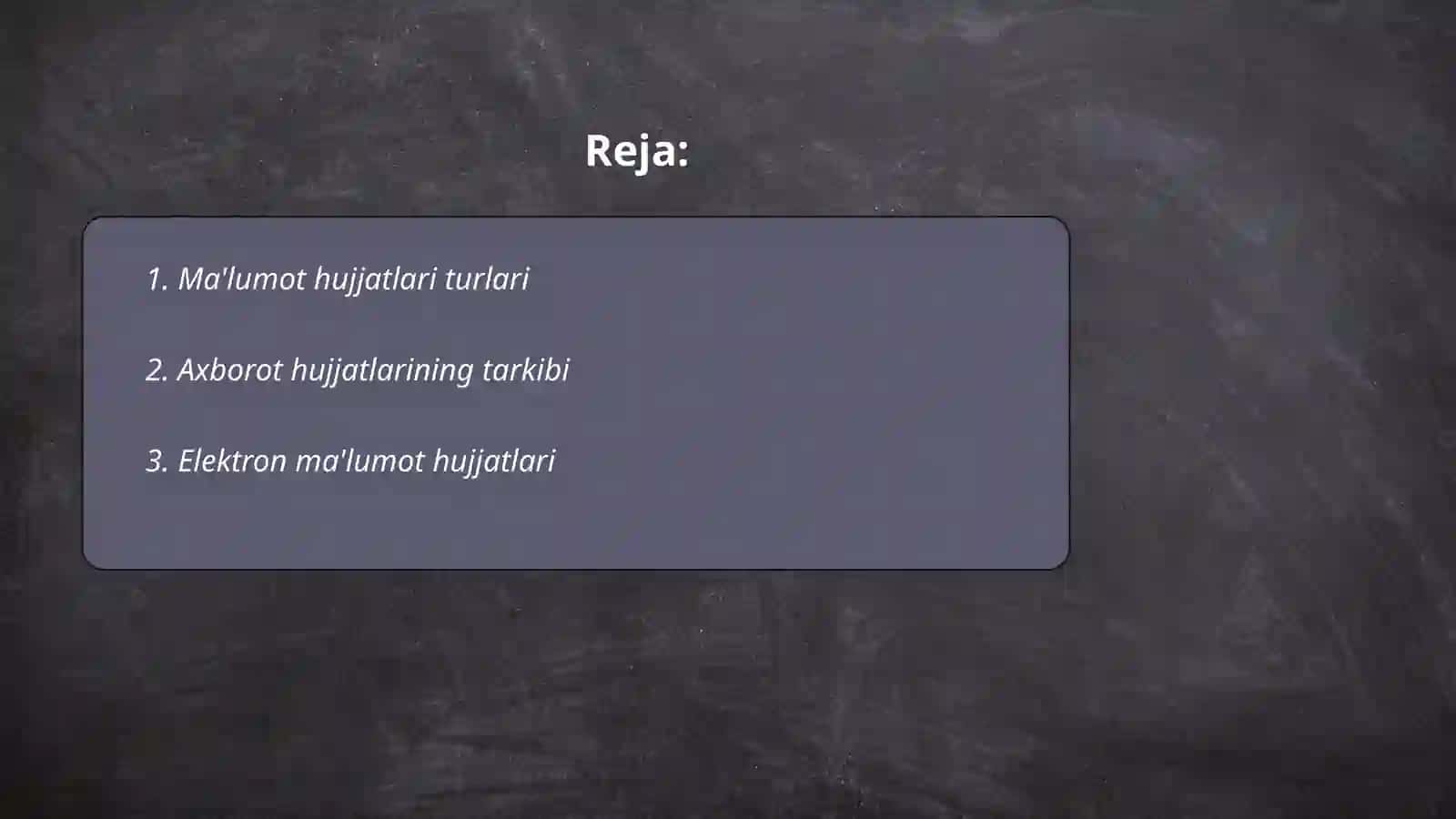 Ma'lumot hujjatlari turlari 2