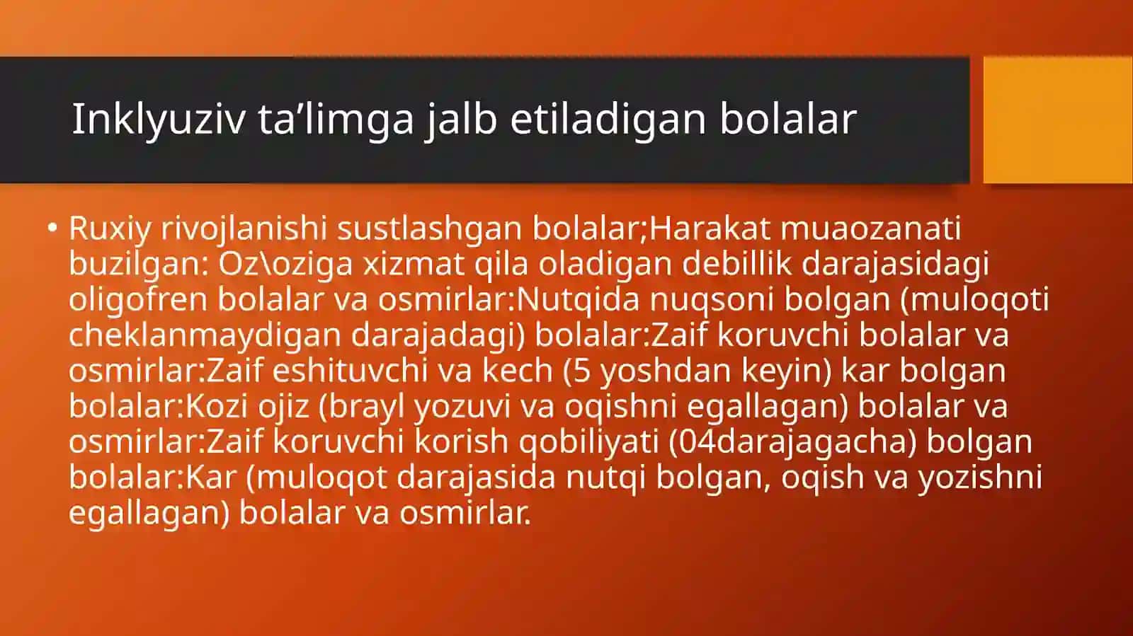 Imkoniyati cheklangan bolalarni umum Ta’lim maktablarida o’qitishda konseptual talablar 2