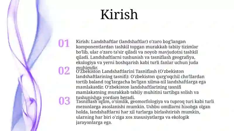 O'Zbekiston Landshaftlarini Tasniflash 2