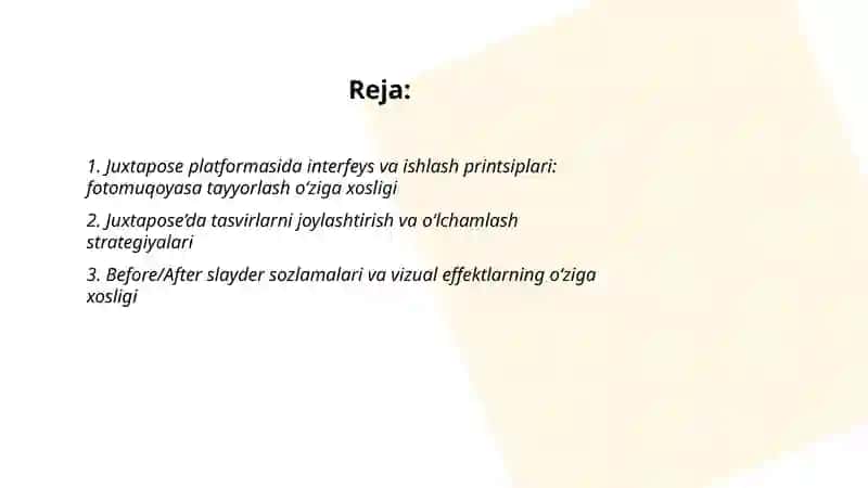Juxtapose platformasida fotomuqoyasa tayyorlash oʻziga xosligi 2