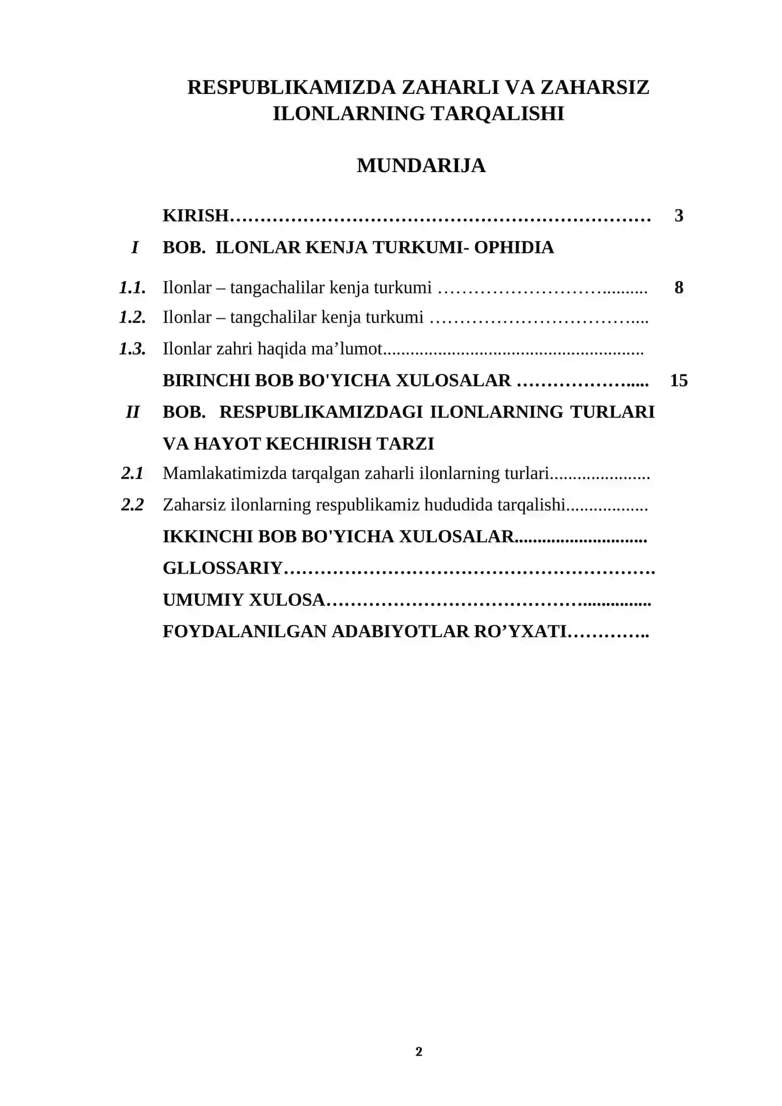 Zoologiya Kurs Ishi 2