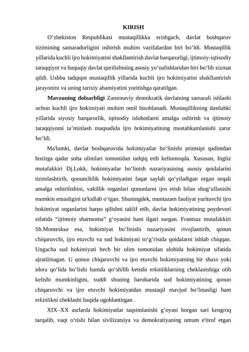 MUSTAQILLIK YILLARIDA KUCHLI IJRO HOKIMIYATINI TASHKIL ETISHNING TARIXIY AHAMIYATI 2