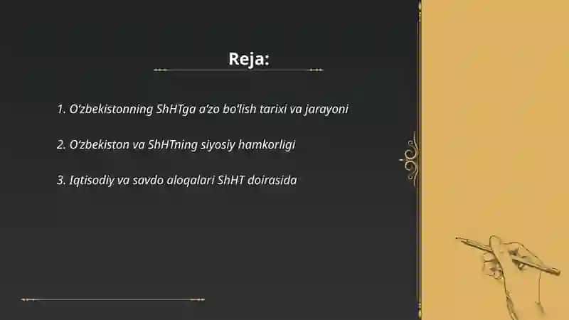 O'zbekistonning ShHTga a'zo bo'lish tarixi va jarayoni 2