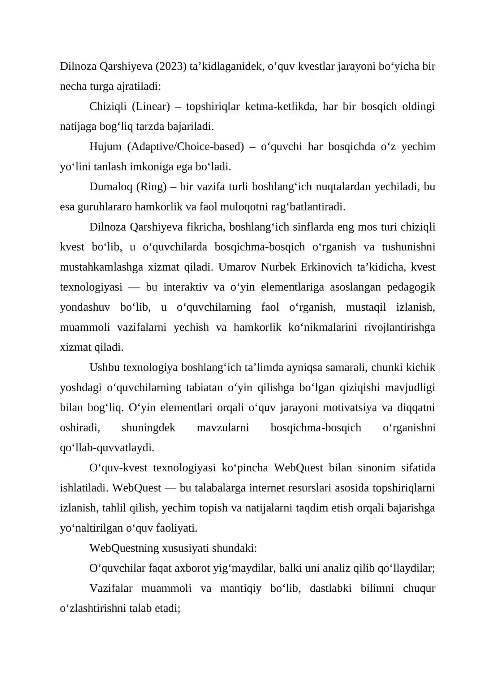 BOSHLANG‘ICH TAʼLIMDA O‘QUVKVEST TEXNOLOGIYASI 2