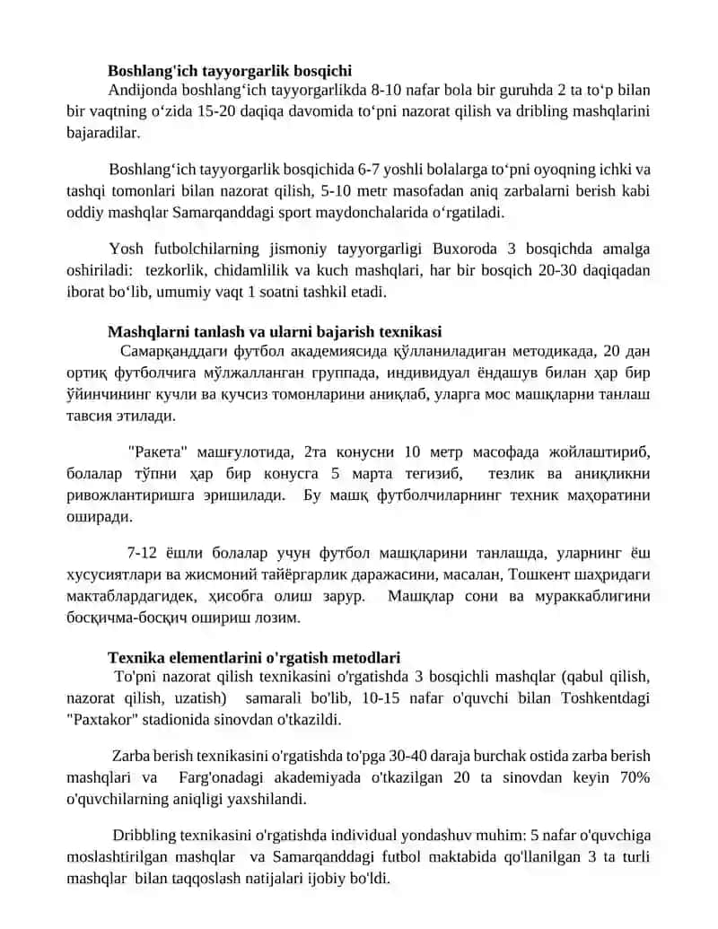 Futbol òyin texnikasiga òrgatish metodikasi 2