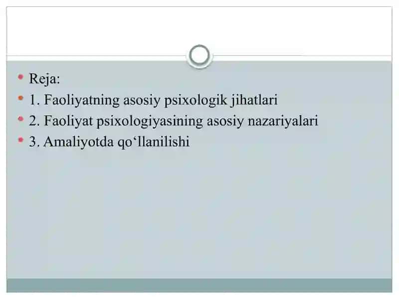 Faoliyatning psixologik talqini 2