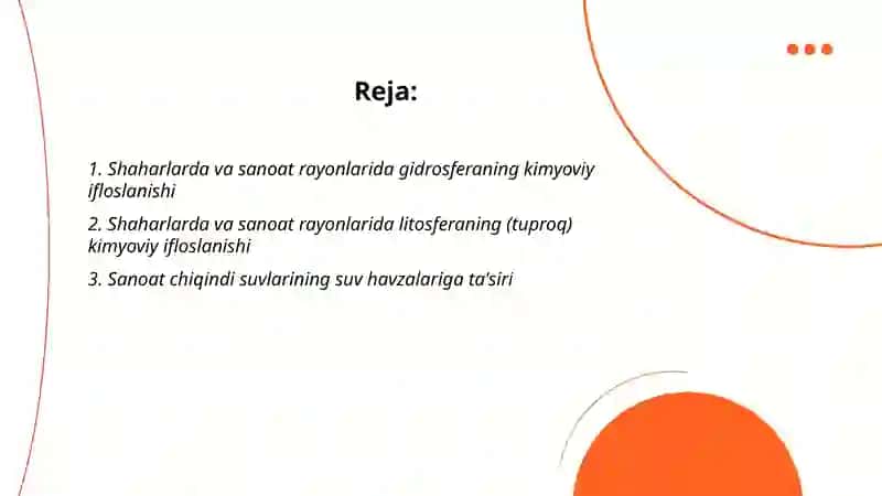 Shahar va sanoat rayonlarida gidrosfera va litosferani ifloslanishi 2