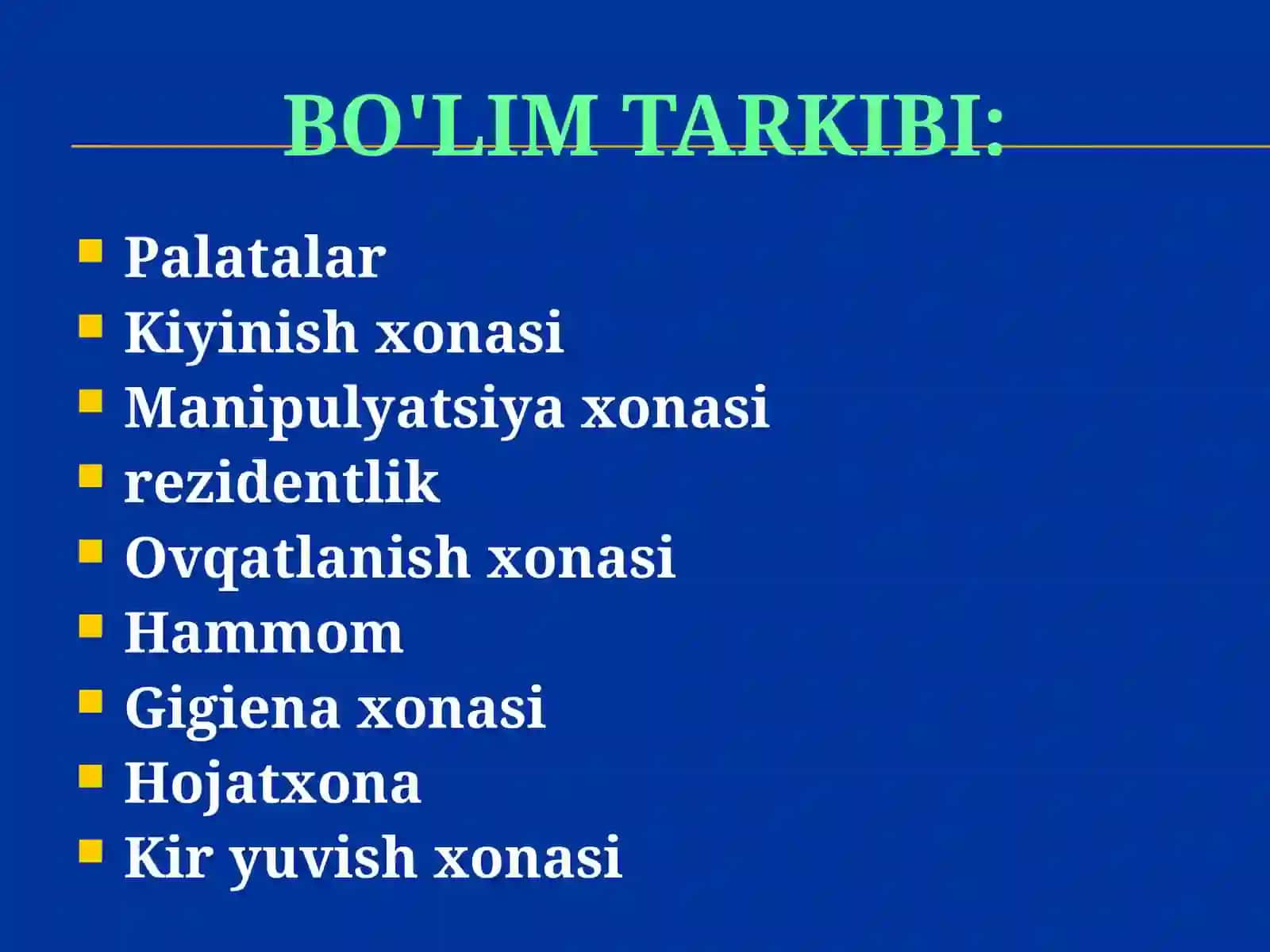 Jarrohlik boʻlimi ish tartibi 2