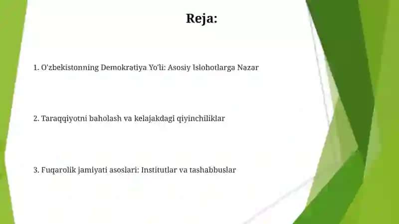 O'zbekistonning Demokratiya Yo'li: Asosiy Islohotlarga Nazar 2
