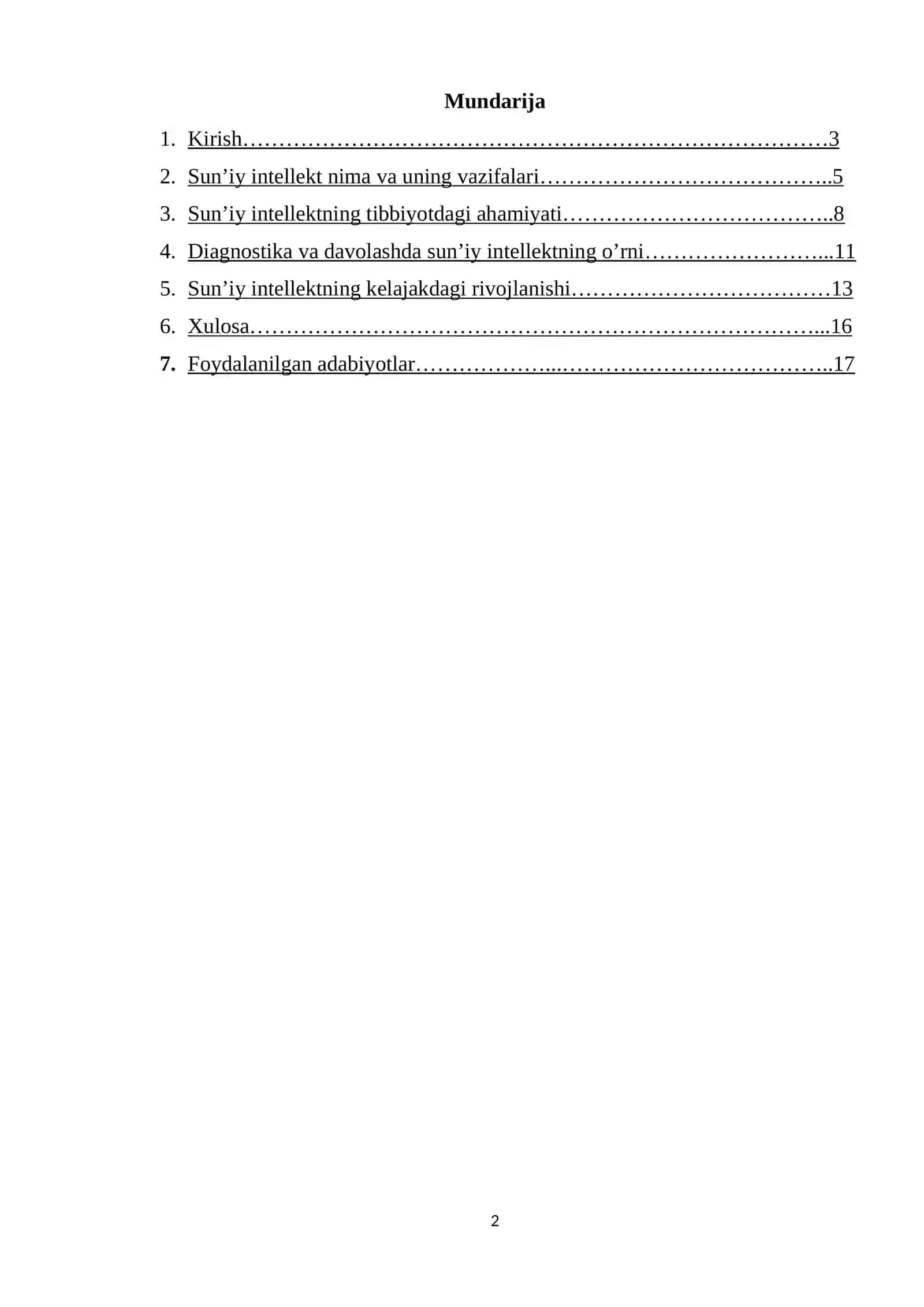 TIBBIYOTDA SUN’IY INTELLEKTNING O’RNI 2